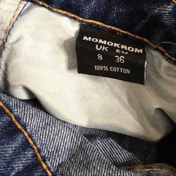 Dolls Kill Momokrom High Waist Cropped Wide Leg Raw Hem Jeans - Picture 10 of 11